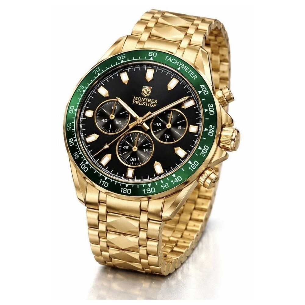 Montres Prestige X Invicta Men's 44.5mm Gold Metal Quartz Watch Black Dial 30m